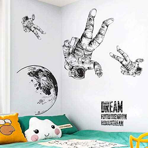 Astronaut Wall Sticker Removable Large Spaceman Wall Decal Nursery Decor Gift for Kids Boy Girl Bedroom Art Home Decoration Mural Interior Design