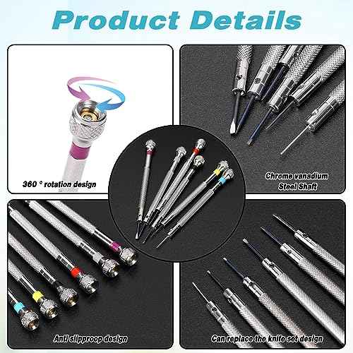 8 Pieces Professional Watch Screwdriver Set Micro Precision Screwdriver Set 0.6-1.6 mm Watch Repair Screwdriver Set with 2 Tweezers for Watch Eyeglasses Repair Jewelry Work Electronics Repair