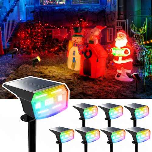 HIBOITEC Solar Spot Lights Outdoor Color Changing 59LED Landscape Lighting Solar Powered Uplights Waterproof Dusk to Dawn for Christmas Decorations Garden Yard Outdoor 8 Packs Multicolor