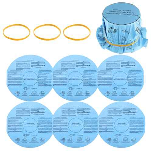 Reusable Wet Dry Vac Filter VF2002 90107 Dry Disc Vacuum Filters for Most 5 Gallon and Larger Shop Vac Branded Wet/Dry Vacuum Cleaners(pack of 6pcs Disc Filters 3pcs Retaining Bands)
