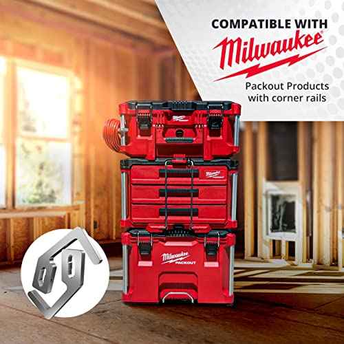 Packout Extension Cord Holder for Alpha Rail System Compatible with Milwaukee Packout Tool Box - Fits Packout Organizers - Perfect Packout Accessories Upgrade & Packout Mods Solution - Silver