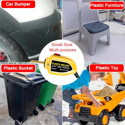 Portable 100W Plastic Welder 1200PCS Hot Staples Welding Repair Kit Hot Stapler Soldering Welder Gun Welding Rods Car Bumper Repair Kit for Crack Kayak Most Plastic(Yellow)