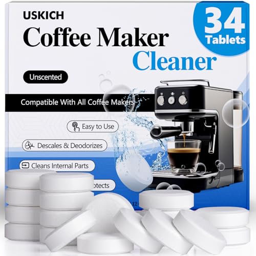USKICH 34-Pack Coffee Maker Cleaner Tablets - Descaler for All Brands (1 Count Pack of 34)