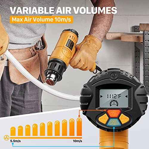 Heat Gun, SEEKONE 1800W Hot Air Gun Kit with Large Digital LCD Display Variable Temperature (122¡ÆF-1112¡ÆF) Memory Settings and 4 Nozzles for Paint Remover/Stripper, Home Improvement/Restoration