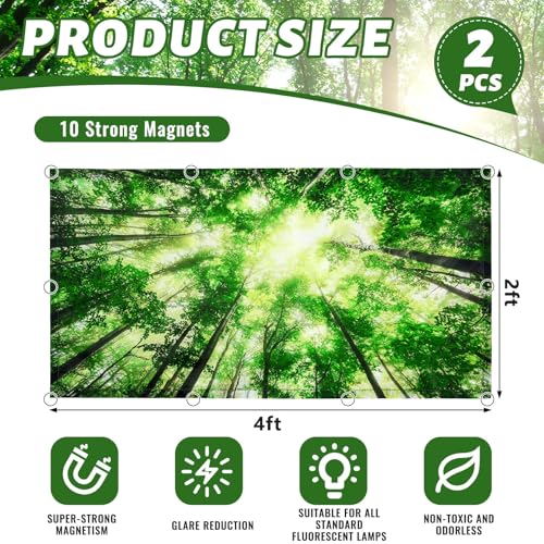 Hortsun Spring Forest Magnetic Light Covers for 4x2 ft Ceiling Lights - 2 Pack