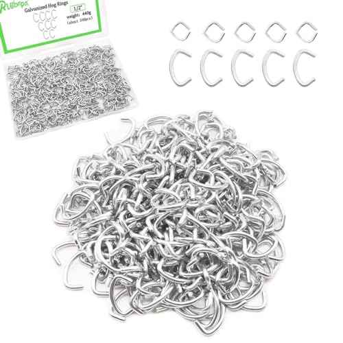 Hog Rings Professional Upholstery 1/2" Galvanized Hog Rings Installation Assortment Kit for Animal Pet Cages¡¢Ropes¡¢Meat Bags& Sausage Casings¡¢Furniture Upholstery£¨600 Count bag-15.5oz£©