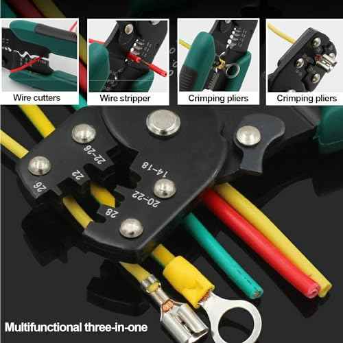 Tnisesm Wire Crimping Tool, Multifunctional stripping crimping pliers Wire stripper and crimping tool for Insulated Bare/Heat Shrink connectors Electrical Connectors(22-10 AWG)