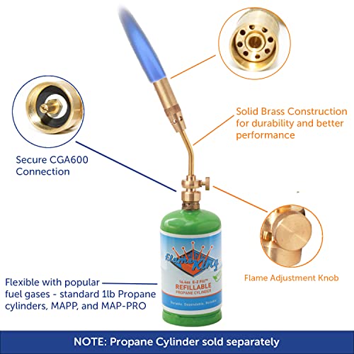 Flame King YSNAX1-003 Propane Gas Blow Torch for Soldering Copper, Thawing Frozen Pipes, Metal Bending, Plumbing & Lighting a Charcoal/Campfire