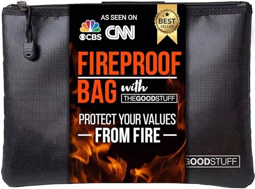 Fireproof Cash Bag (10x13 Inch) - Water-Resistant Fire Safe Money Pouch - The Good Stuff