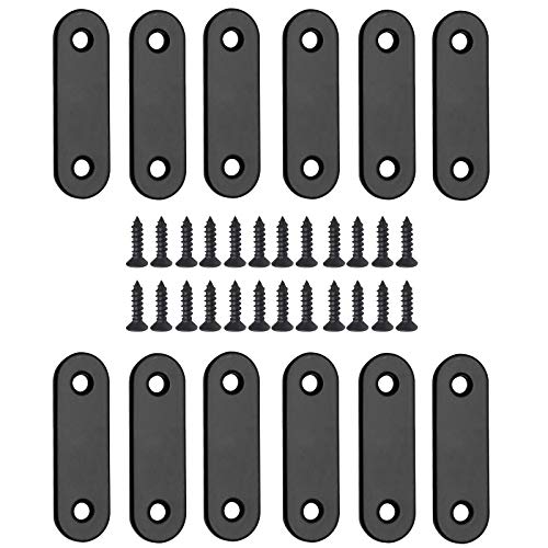 Jiozermi 12 Pack Matte Black 2 x 0.6 Inch Steel Corner Braces for Furniture