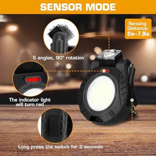 EverBrite Mini Hat Clip Light, Rechargeable Magnetic Keychain Work Light with Sensor Mode, 180¡Æ Rotatable Bracket, Bottle Opener, Clip Design - for Hiking, Camping, 6 Modes, Black