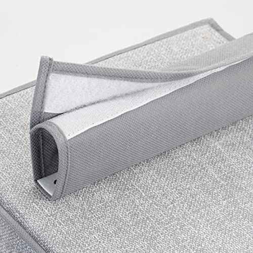 mDesign Fabric Over Rod Hanging Closet Storage Organizers, Includes a Wide 6-Shelf Sweater Organizer, and a Narrow 10-Shelf Shoe Rack - Textured Print - Set of 2 - Gray