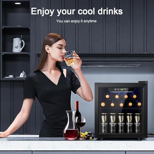 Antarctic Star Black 1.3 Cu.Ft Wine Cooler Beverage Refrigerator Mini Fridge