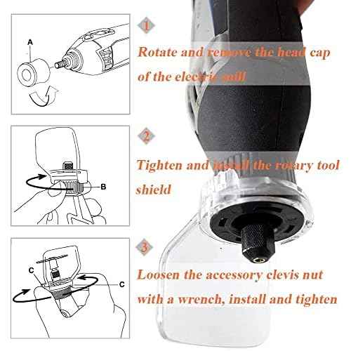4 pcs Rotary Tool Shield Attachment, Safety Protective Cover Transparent Cover Shield Kit Accessories Wood Metal Cutting Sanding Polishing for Rotary Grinder
