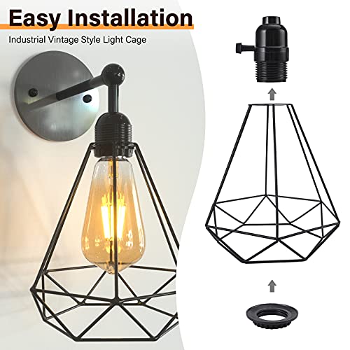 DiCUNO Black E26 Lamp Shade Ring Set 34mm & 39mm Inner Diameter - 4 Pack, Includes 1-3/8" & 1-1/2" Sizes