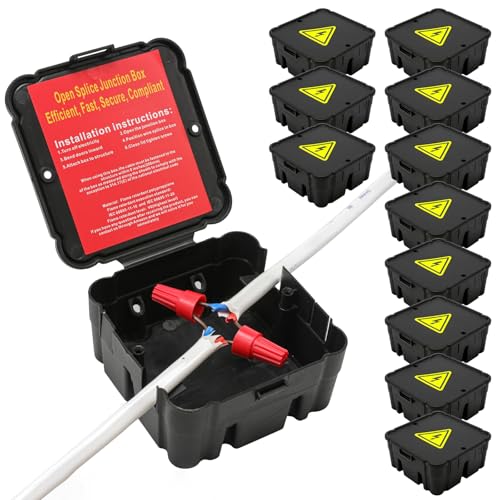 12 Pack Black Flame-Retardant Junction Boxes - Easy 5-Second Electrical Splice Connectors