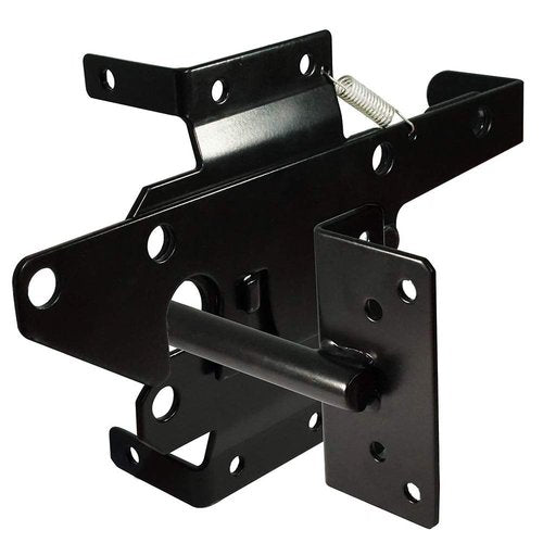 Self-Locking Gate Latch Heavy Duty Post Mount Automatic Gravity Lever Wood/PVC Fence Gate Lock with Fasteners Hardware,for Secure Pool |Yard | Garden, Steel,Black