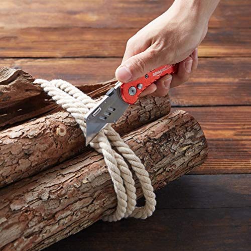 Amazon Basics Folding Utility Knife with Lock-Back Mechanism, Lightweight Aluminum Handle