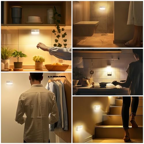 White Battery-Powered Motion Sensor Night Lights - 8 Pack for Indoor Use