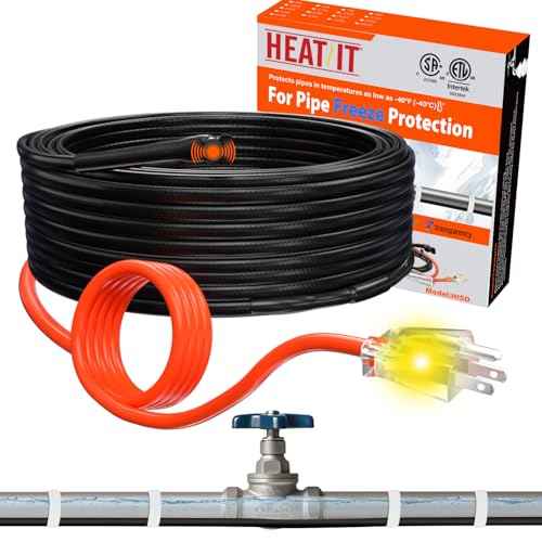 HEATIT Water Pipe Heat Tape - Prevent Freezing & Easy Installation for Metal & Plastic Pipes, CSA & ETL Certified Heat Trace Cable, All-Weather Protection, Trusted Choice HISD 3ft, 7w/ft, 120V