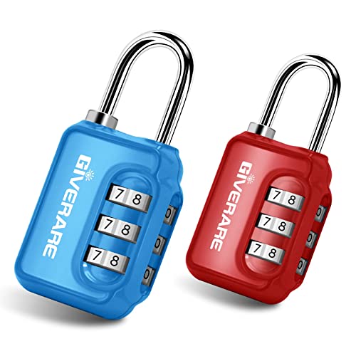 GIVERARE 2-Pack 3-Digit Combination Lock Keyless Luggage & Gate Lock, Weatherproof