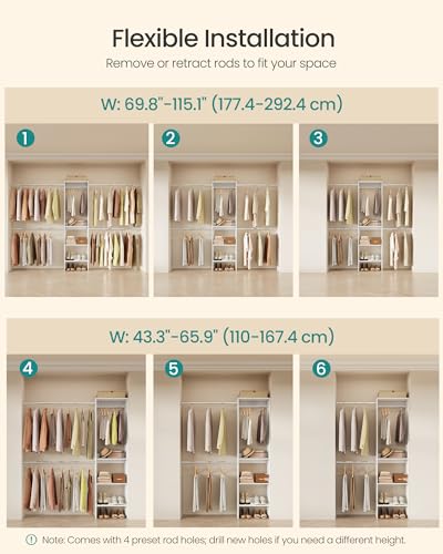SONGMICS Customizable Walk-In Closet System 4-9.6 FT Modern Organizer
