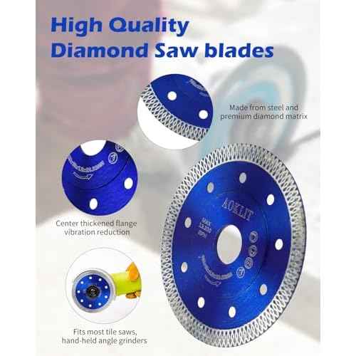4.5 inch Super Thin Diamond Blade for Angle Grinder, 3 Pcs Tile Saw, Diamond Saw Blades Cutting Porcelain Tile Granite Marbles (Blue)
