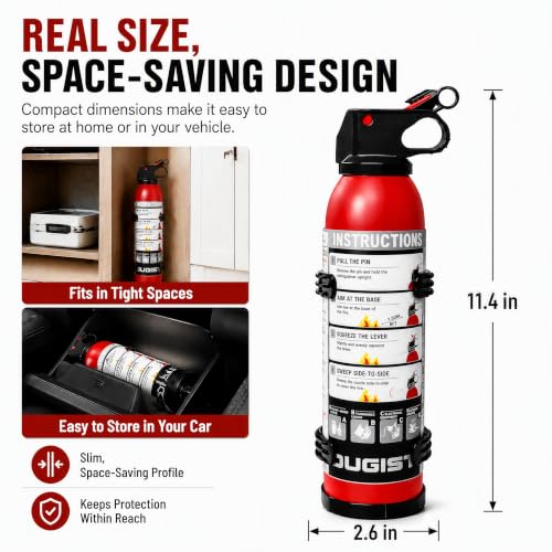 Ougist 2-Pack Small Portable Fire Extinguisher for Home & Car – ABC Chemical Powder, 1.32lb each