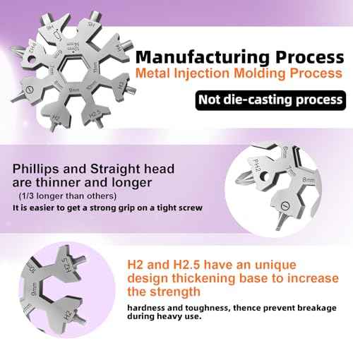 Vickay 18 in 1 Snowflake Multi Tool, Phillips Flat Screwdriver Kit/Wrench/Bottle Opener, EDC Camping Gear, Gifts for Men (Silver)