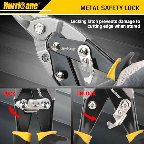 HURRICANE 10 Inch Aviation Tin Snips, Heavy Duty Metal Cutter Shears for Cutting Sheet Metal, Straight Cut Aviation Snips