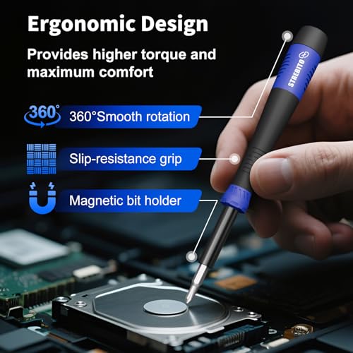 STREBITO Blue 64-Piece Precision Screwdriver Set with Torx, Triwing & Gamebit Bits