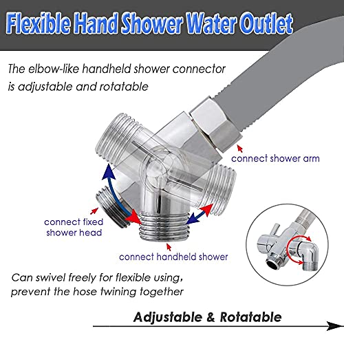 YDmeet Silver Brass Shower Arm Diverter Valve 3-Way for Handheld & Fixed Shower Heads