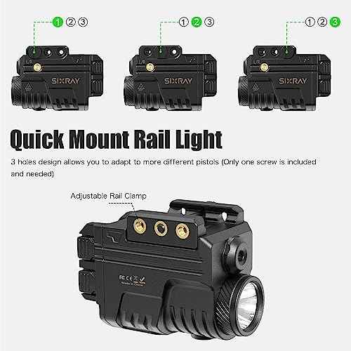 Rechargeable Red Laser and Flashlight for Pistol, 600 Lumen Tactical Pistol Light Laser Combo with Red Beam, Strobe, Magnetic Charging, Fit Picatinny