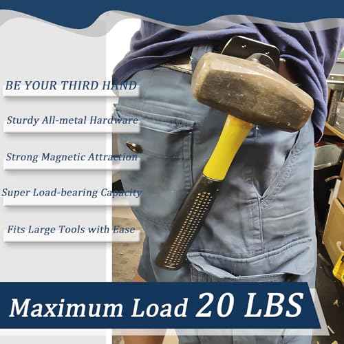 2-Pack Magnetic Tool Holder, Full Metal Magnetic Belt Clip Holster for Screws,Nails,Hammer,Pliers,Spanner and Any Magnet Hardware, Great for Electricians, Plumbers, Carpenters