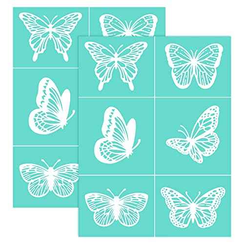 OLYCRAFT 2PCS 8.6x11 Inch Self-Adhesive Silk Screen Printing Stencil Reusable 6 Styles Butterflies Stencils Easter Decorations for Painting on Wood Fabric T-Shirt Bags Wall and Home Decorations
