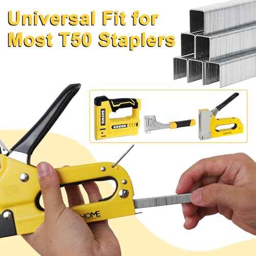 YEAHOME Heavy Duty Staples, 2000 Counts 1/4 inch T50 Staples, 20 Gauge Galvanized 3/8 Inch Crown Upholstery Staple for Pneumatic, Electric T50 Staple Gun