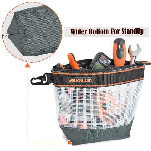WELKINLAND 10-Inch Clear Tool Pouch Organizer - 4 Pcs Zipper Tool Bags