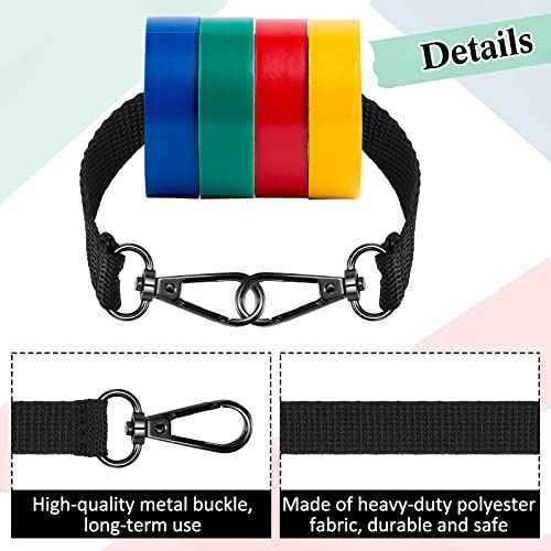 Zhehao Electrical Tape Holder for Belt Thong with Snap Hooks Polyester Electrical Chain Electrical Tape Strap Measure Holder Chain for Pouch Bag Tool Box Construction, Black