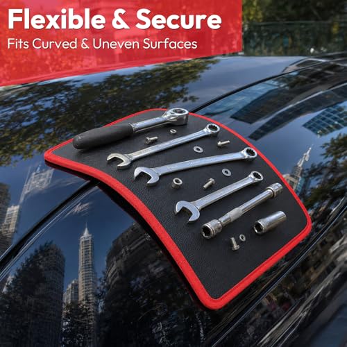 Reihazon 1pc Magnetic Tool Mat, 83-Magnet Flexible Tool Holder, Red 12 5/8 x 9 5/8 in