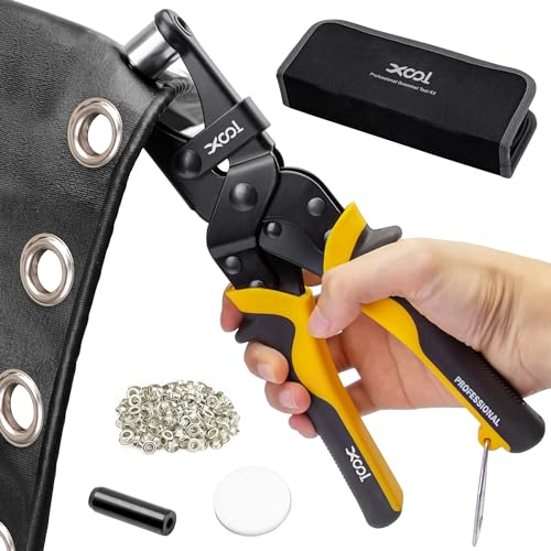 XOOL 3/8 Inch Grommet Tool Kit with 200 Grommets & Pliers for Canvas, Banners, Leathercraft