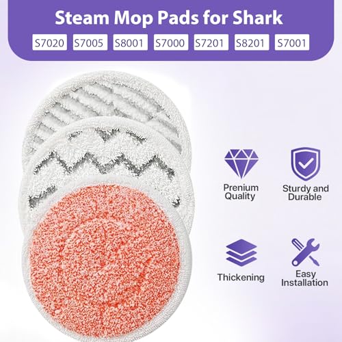 Shark Steam Mop Pad Replacement 12 Pack S8001/S8201/S7001 – Dirt Grip Microfiber Pads