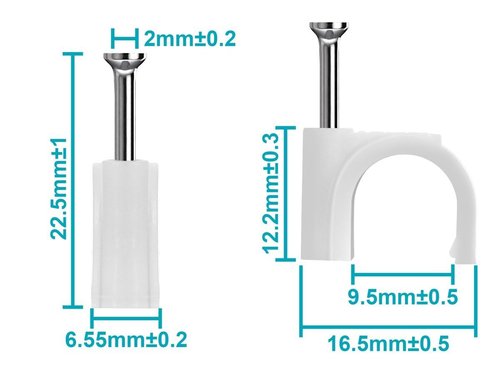 Monoprice Circle cable clips with steel nail, 10mm, 100pcs/Pack