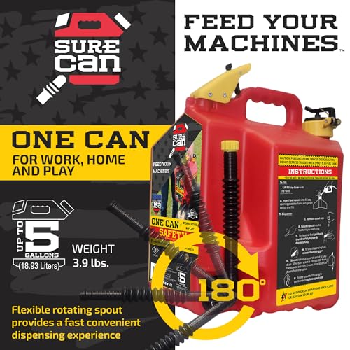 SureCan 5 Gallon Type II Gasoline & Utility Storage Container with Rotating Spout