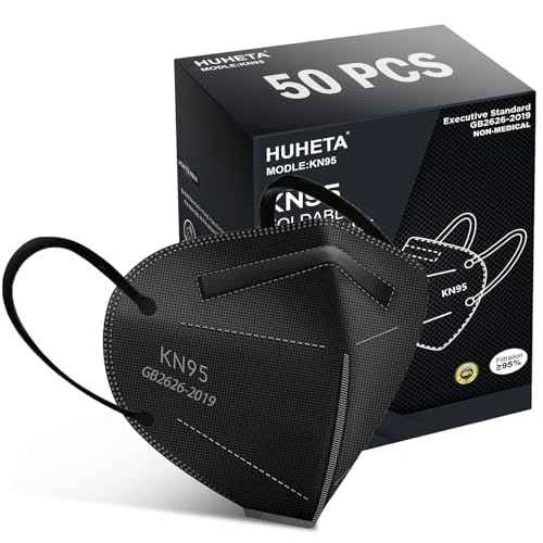 HUHETA 50 PCs KN95 Face Mask, 5-Layer Face Mask Filter Efficiency¡Ã95%