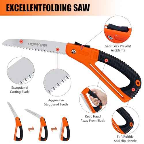 Folding Hand Saw, 8 Inch Heavy Duty High Carbon Steel Blade for Smooth Cutting, Camping, Gardening, Tree Pruning, Wood Cutting, Compact Design with Non-Slip Ergonomic Handle for Outdoor Use