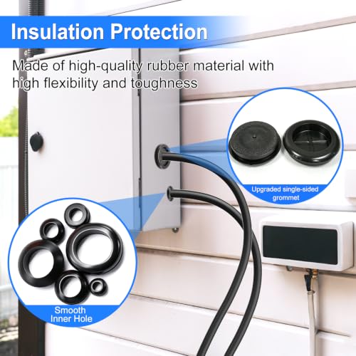 Black 11 Sizes Rubber Grommet Kit for Wire Protection - 210 Pieces