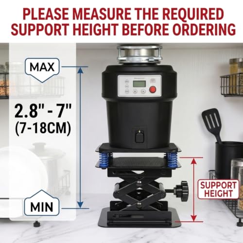 EunoiaLabs Upgraded 4-Spring Garbage Disposal Support Bracket, 2.8"-7" Adjustable Heavy-Duty Carbon Steel