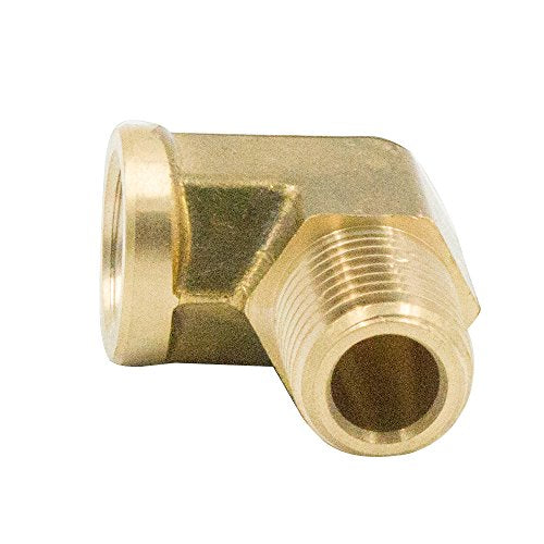 Legines 1/4 Inch Brass Street 90 Degree Elbow Pack of 2 - NPT Male to Female Fittings