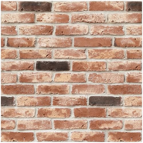 Red Brick Wallpaper Peel and Stick Wallpaper Vintage 17.3"¡¿78.8" Faux 3D Brick Contact Paper for Cabinets Removable Self Adhesive Wall Paper for Bedroom Fireplace Home Decor Waterproof Vinyl