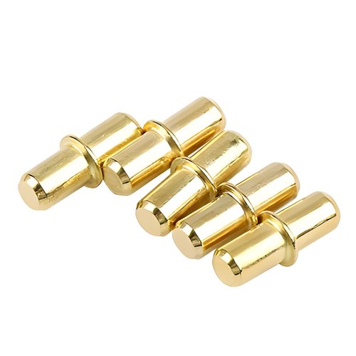 30PCS 1/5 Inch 5mm Shelf Pins Cylindrical Shape Bracket Pin Gold Metal Nickel Plated Shelf Holder Bracket Pegs for Shelve Cabinet Bookshelve